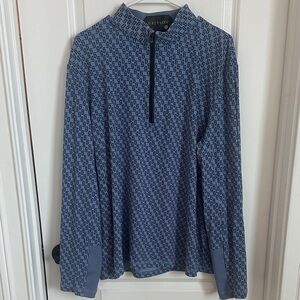 Greyson Navy Geometric Long Sleeve Zip Up